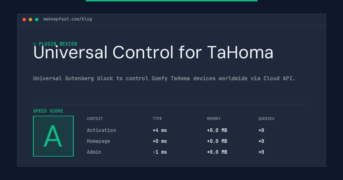Universal Control for TaHoma - MakeWPFast