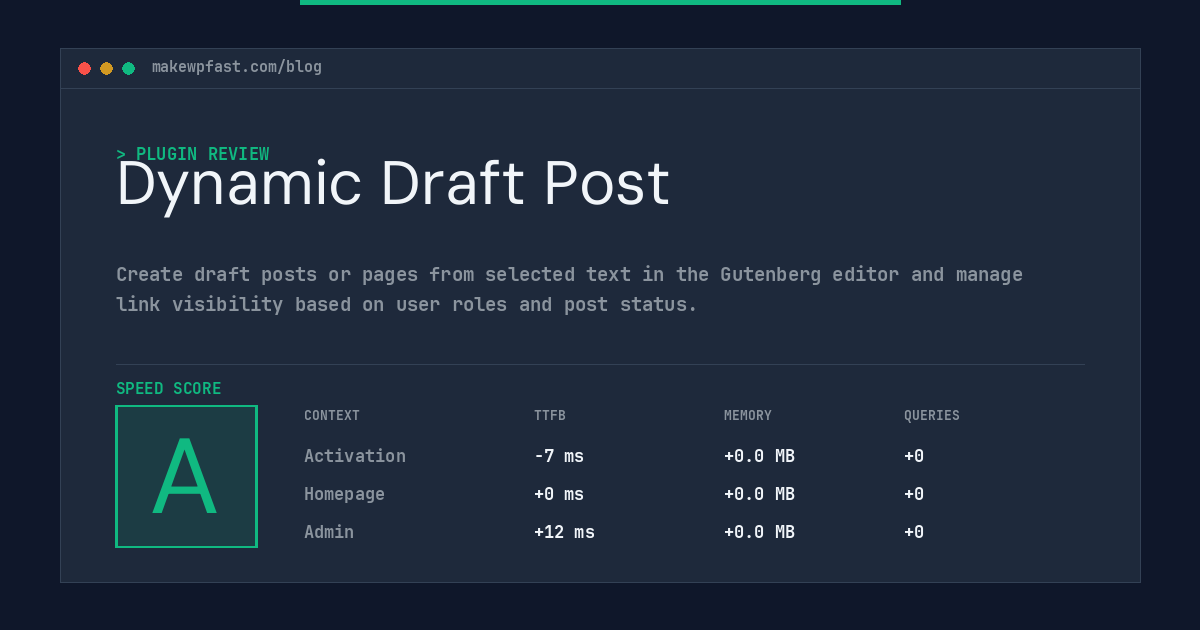 Dynamic Draft Post - MakeWPFast
