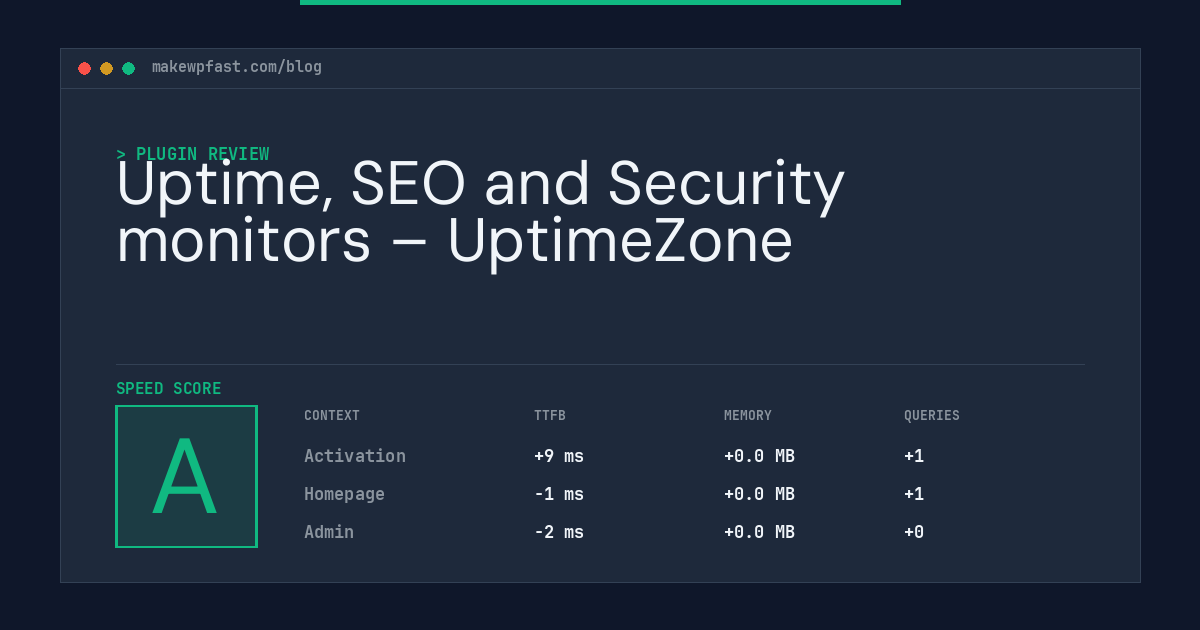 Uptime, SEO and Security monitors – UptimeZone - MakeWPFast