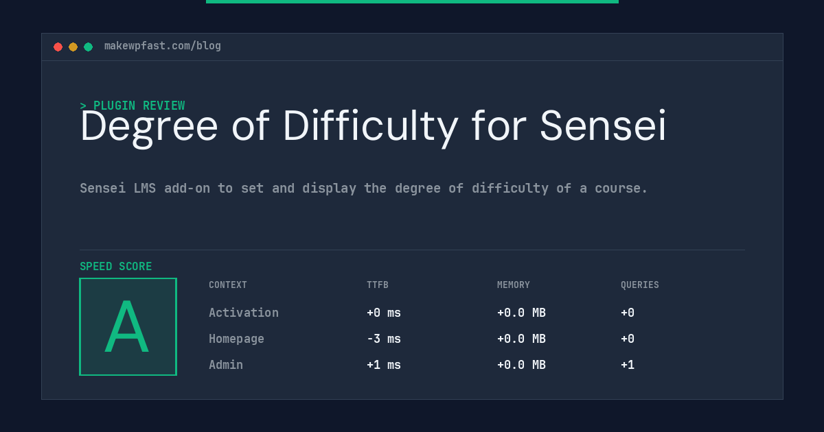 Degree of Difficulty for Sensei - MakeWPFast
