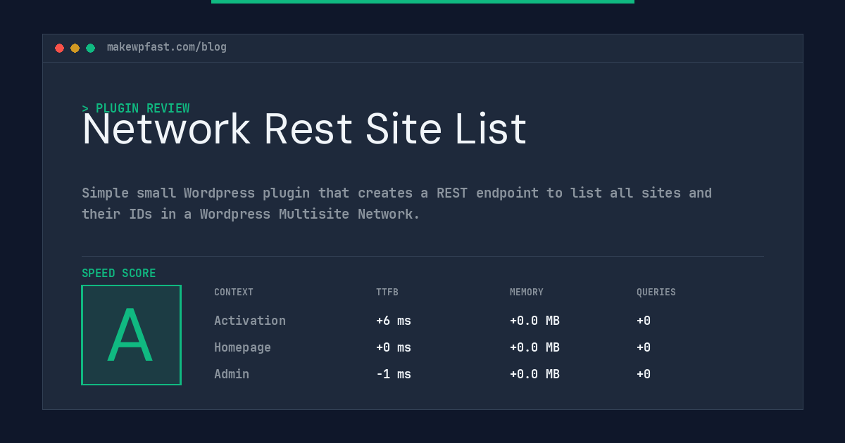 Network Rest Site List - MakeWPFast