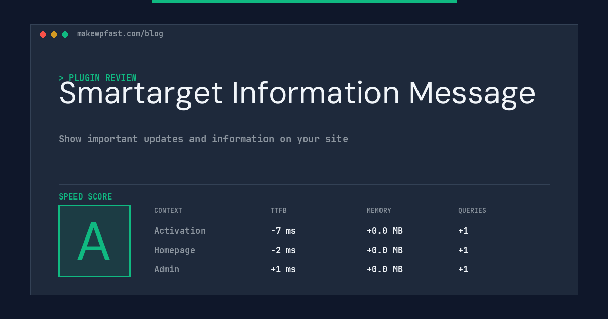 Smartarget Information Message - MakeWPFast