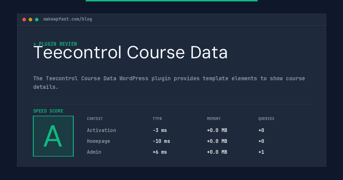 Teecontrol Course Data - MakeWPFast