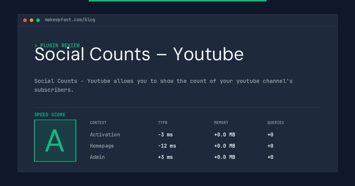 Social Counts – Youtube - MakeWPFast