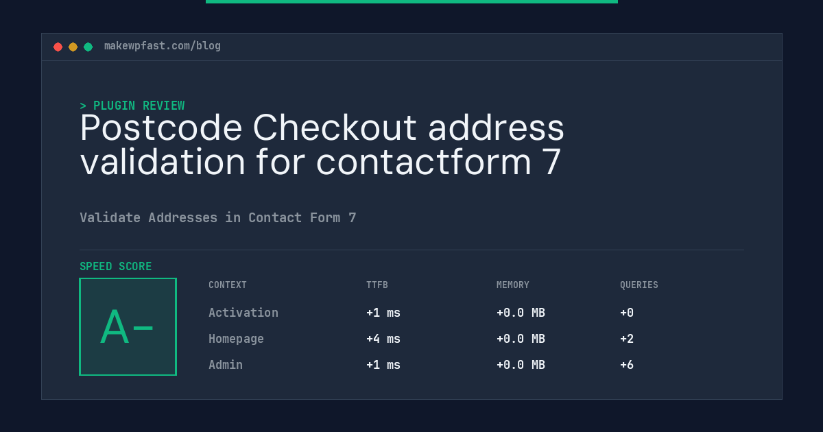 Postcode Checkout address validation for contactform 7 - MakeWPFast