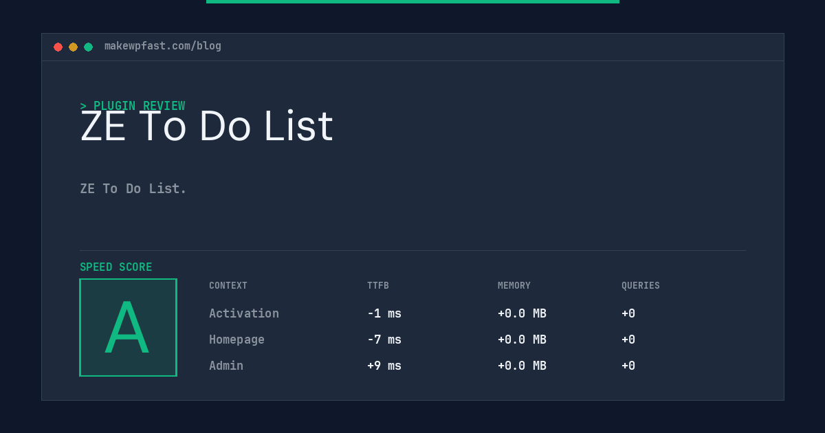 ZE To Do List - MakeWPFast