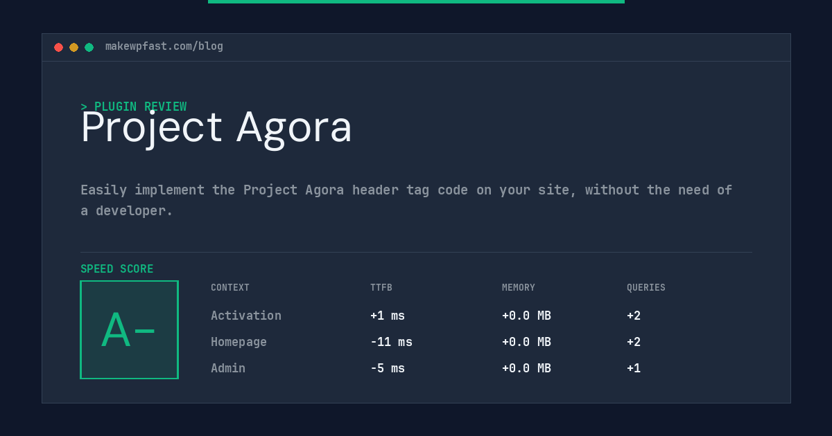 Project Agora - MakeWPFast