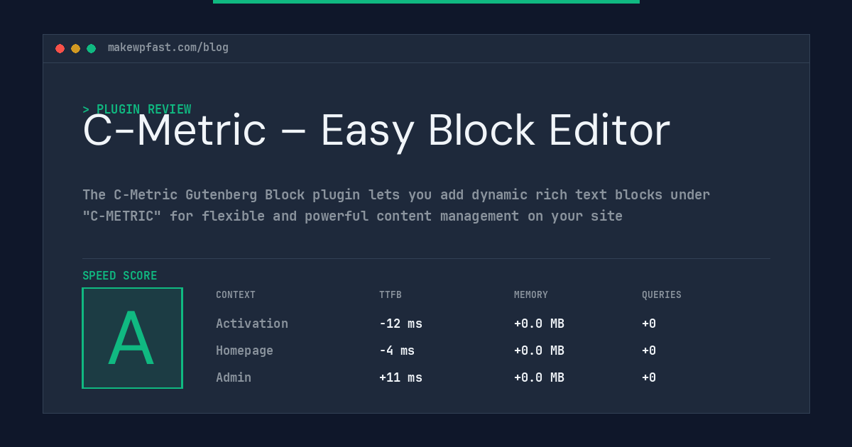 C-Metric – Easy Block Editor - MakeWPFast