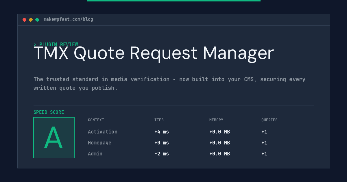 TMX Quote Request Manager - MakeWPFast