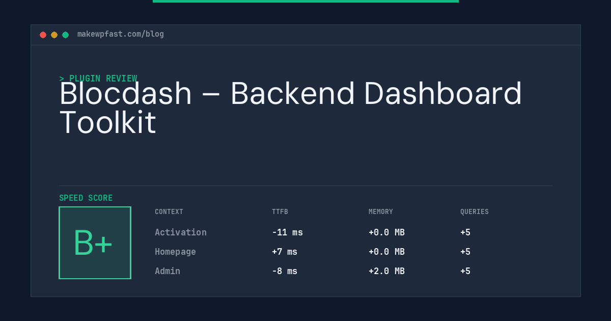 Blocdash – Backend Dashboard Toolkit - MakeWPFast