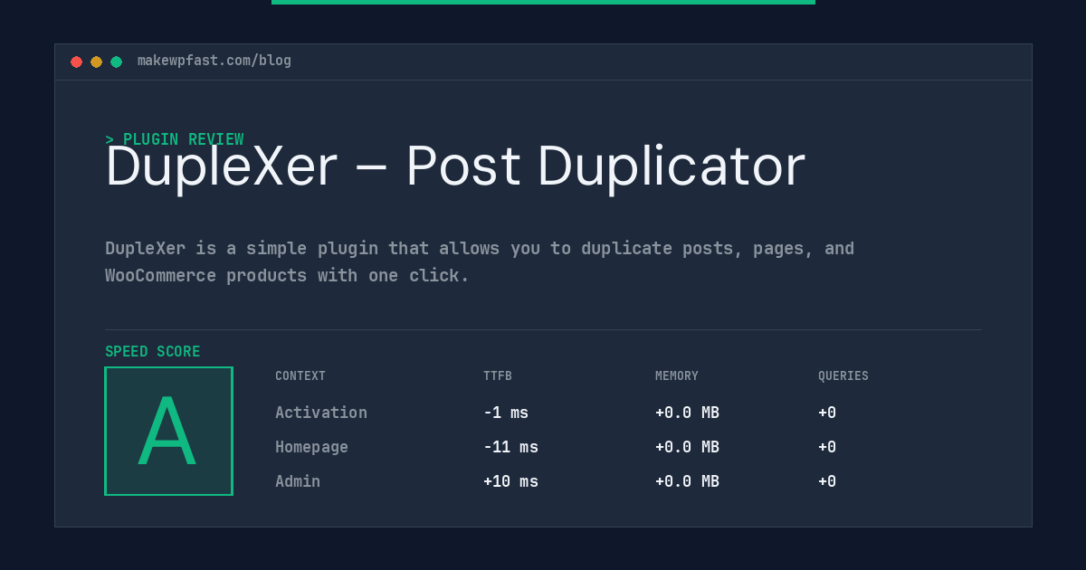 DupleXer – Post Duplicator - MakeWPFast