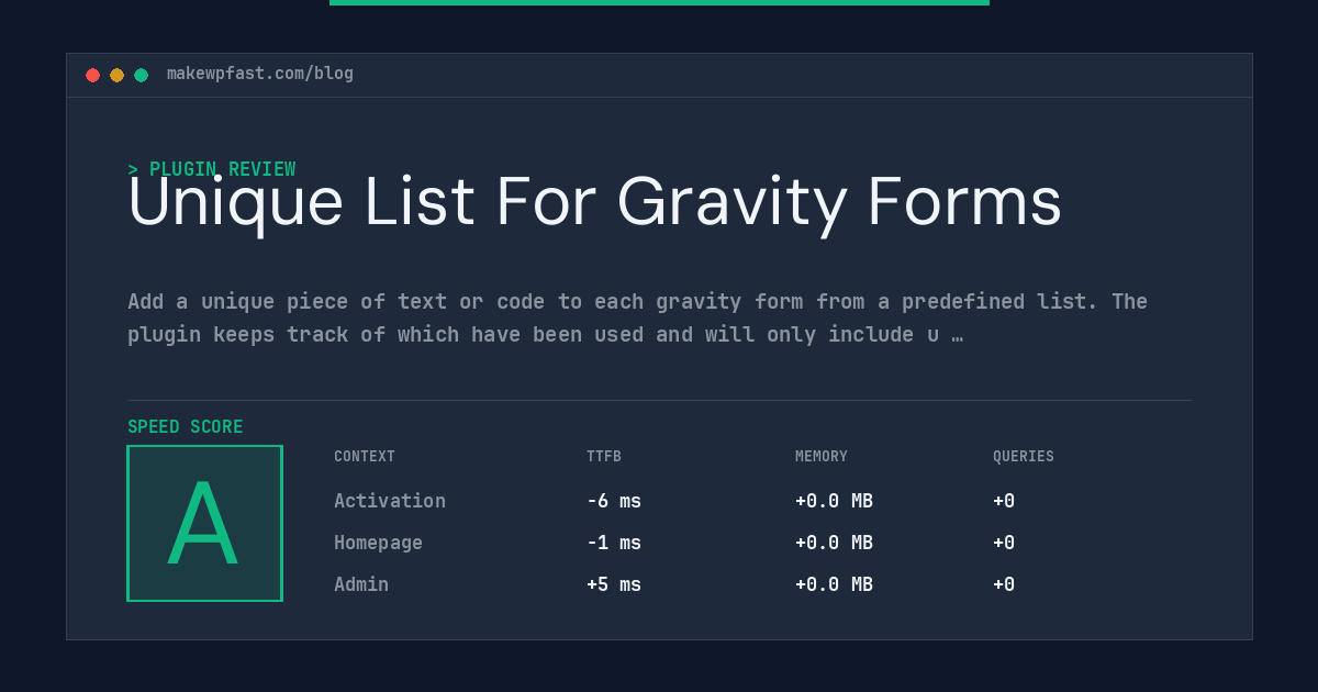 Unique List For Gravity Forms - MakeWPFast