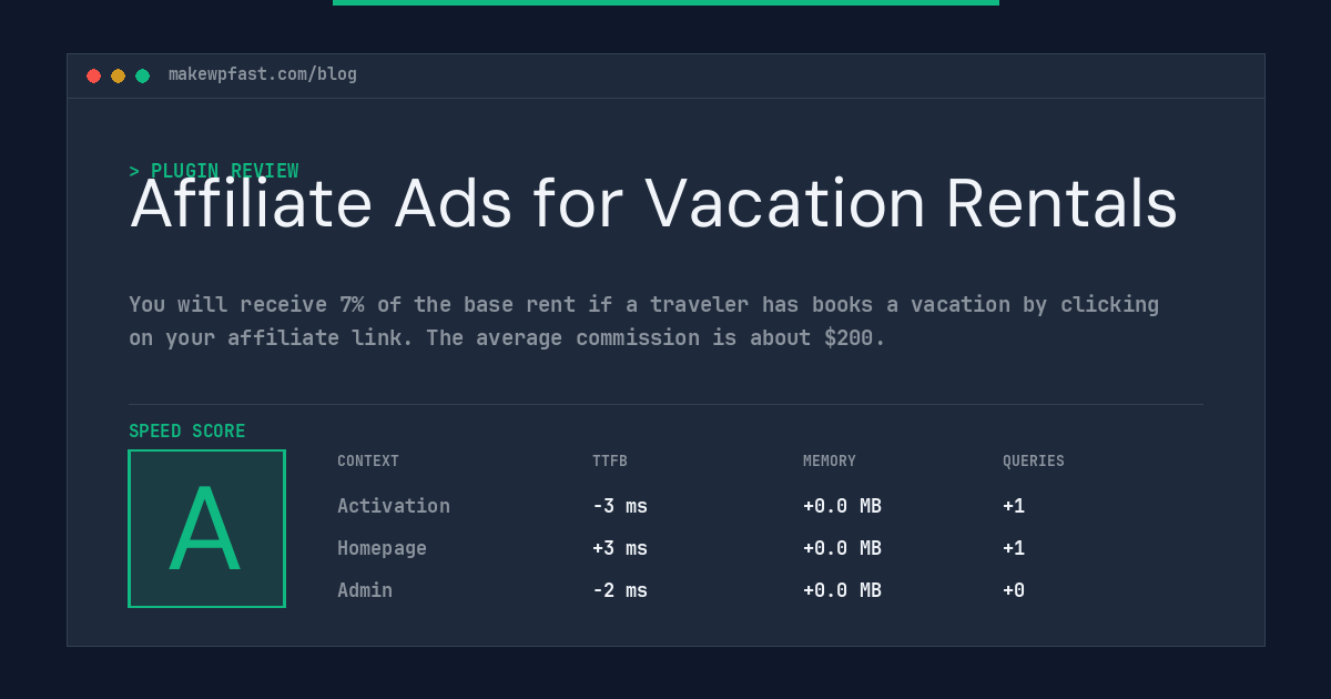 Affiliate Ads for Vacation Rentals - MakeWPFast