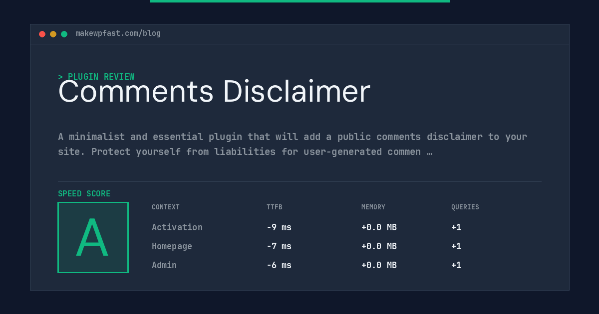 Comments Disclaimer - MakeWPFast