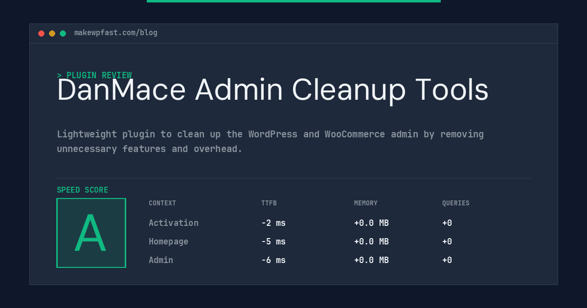 DanMace Admin Cleanup Tools - MakeWPFast