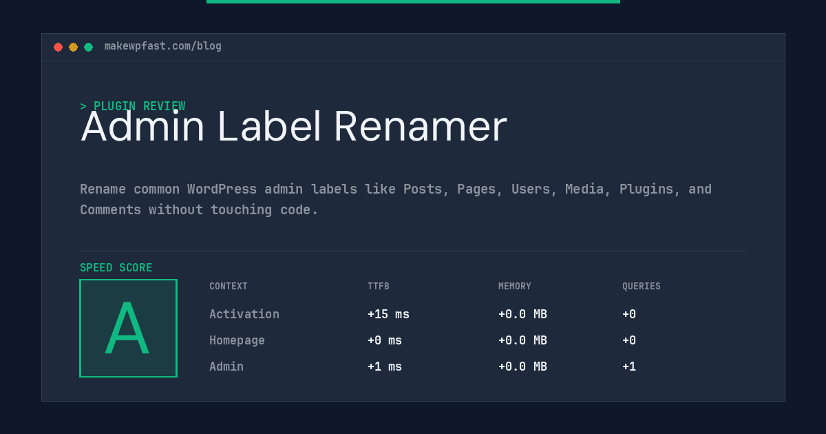 Admin Label Renamer - MakeWPFast
