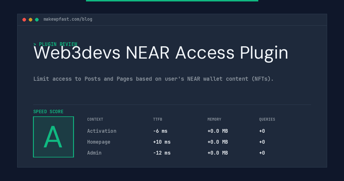 Web3devs NEAR Access Plugin - MakeWPFast