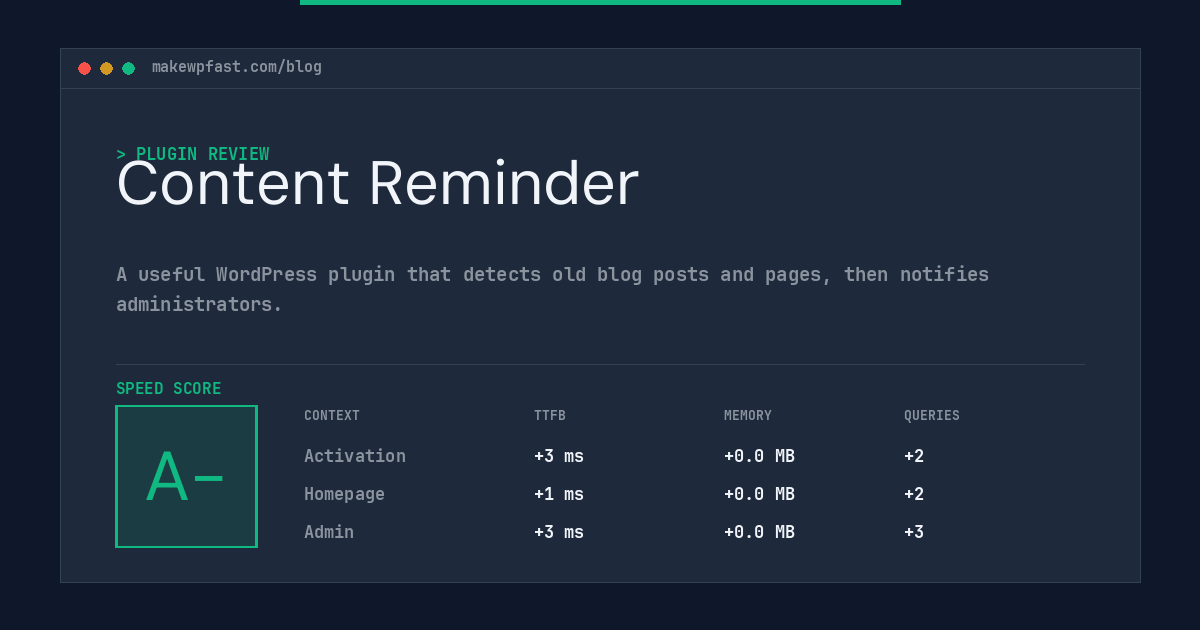 Content Reminder - MakeWPFast