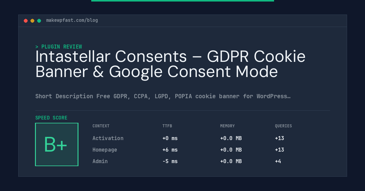 Intastellar Consents – GDPR Cookie Banner & Google Consent Mode - MakeWPFast