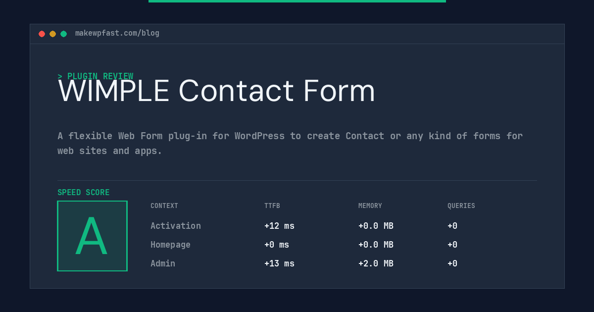 WIMPLE Contact Form - MakeWPFast