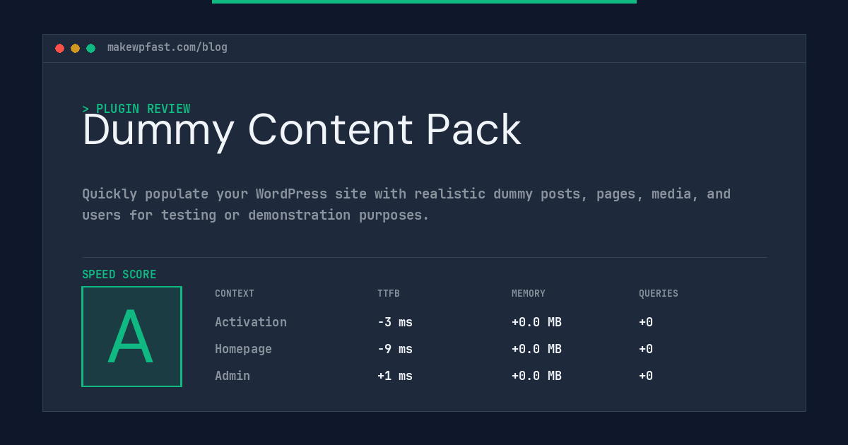 Dummy Content Pack - MakeWPFast