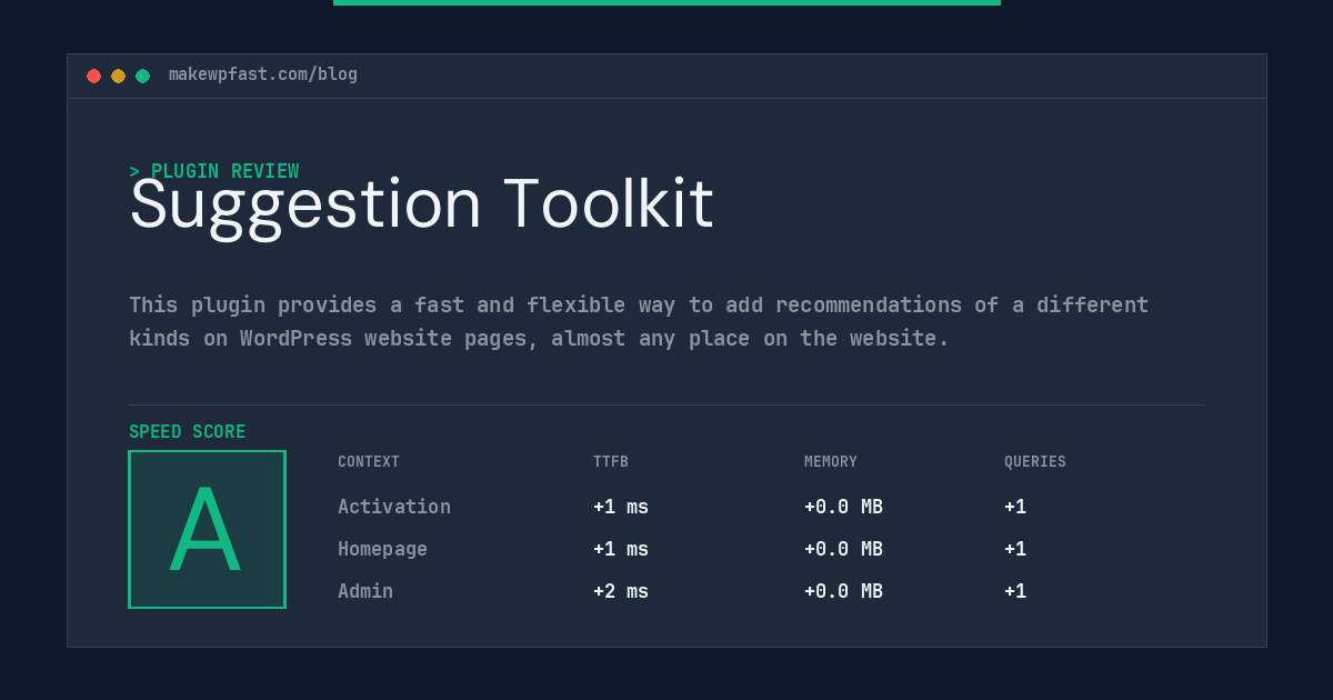 Suggestion Toolkit - MakeWPFast