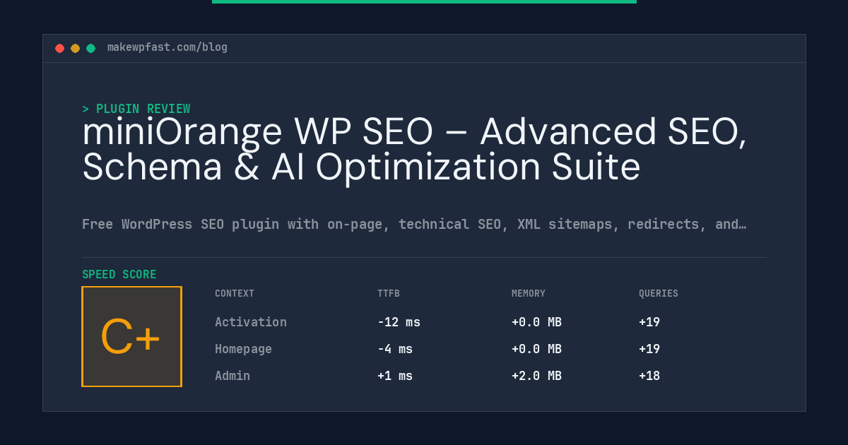 miniOrange WP SEO – Advanced SEO, Schema & AI Optimization Suite - MakeWPFast