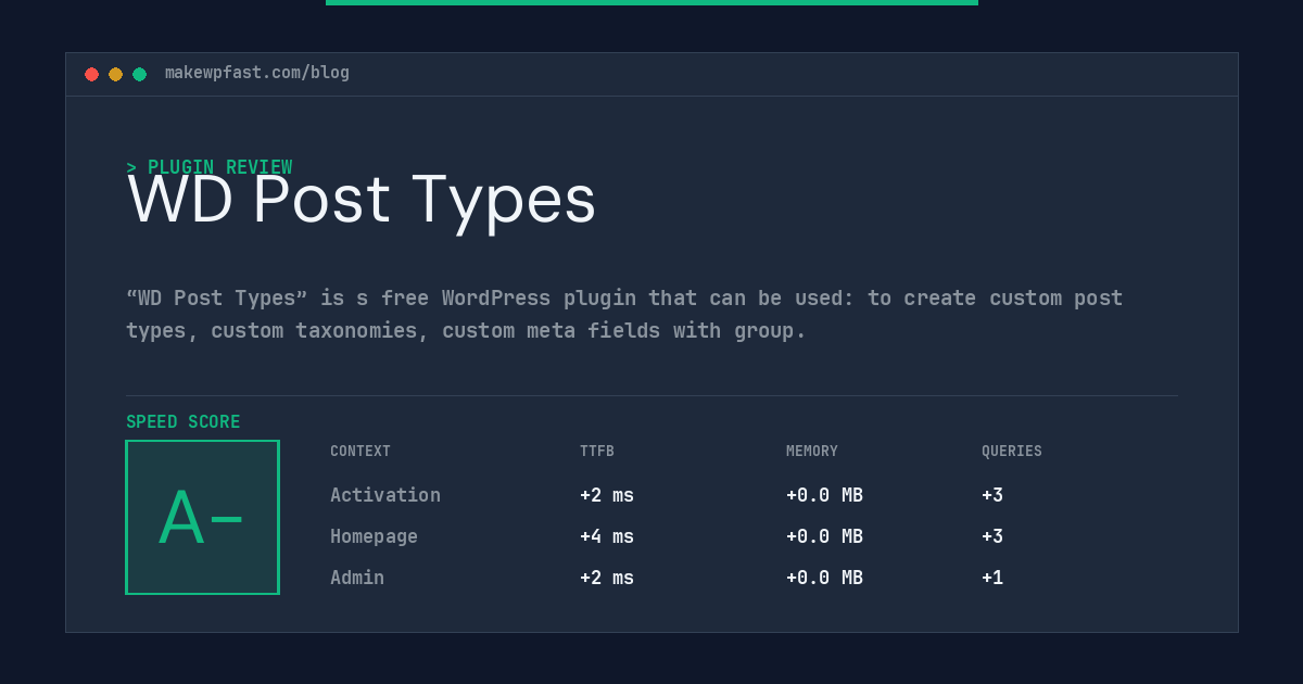 WD Post Types - MakeWPFast