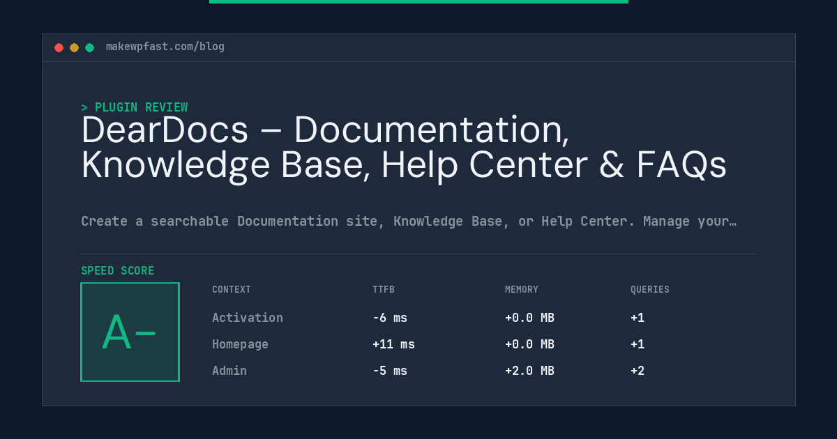 DearDocs – Documentation, Knowledge Base, Help Center & FAQs - MakeWPFast