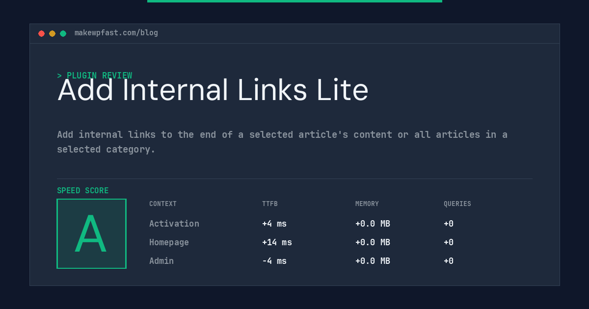 Add Internal Links Lite - MakeWPFast