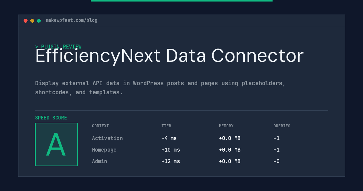 EfficiencyNext Data Connector - MakeWPFast
