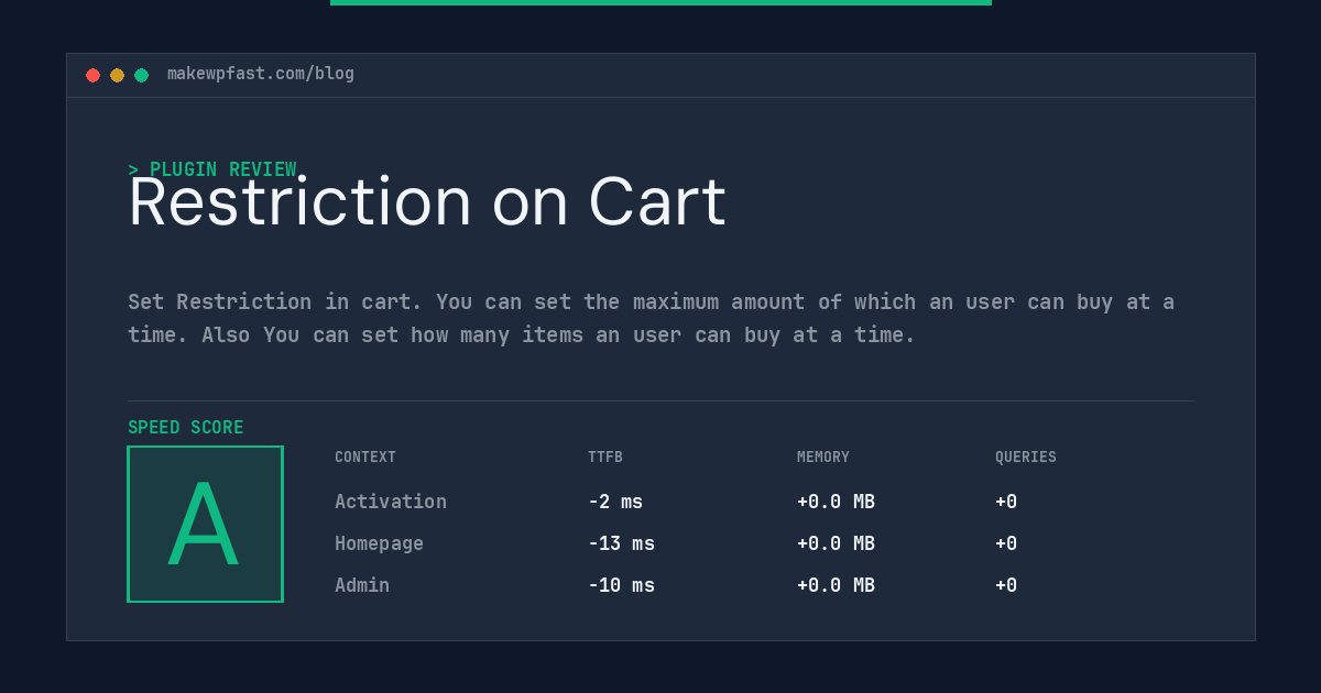 Restriction on Cart - MakeWPFast