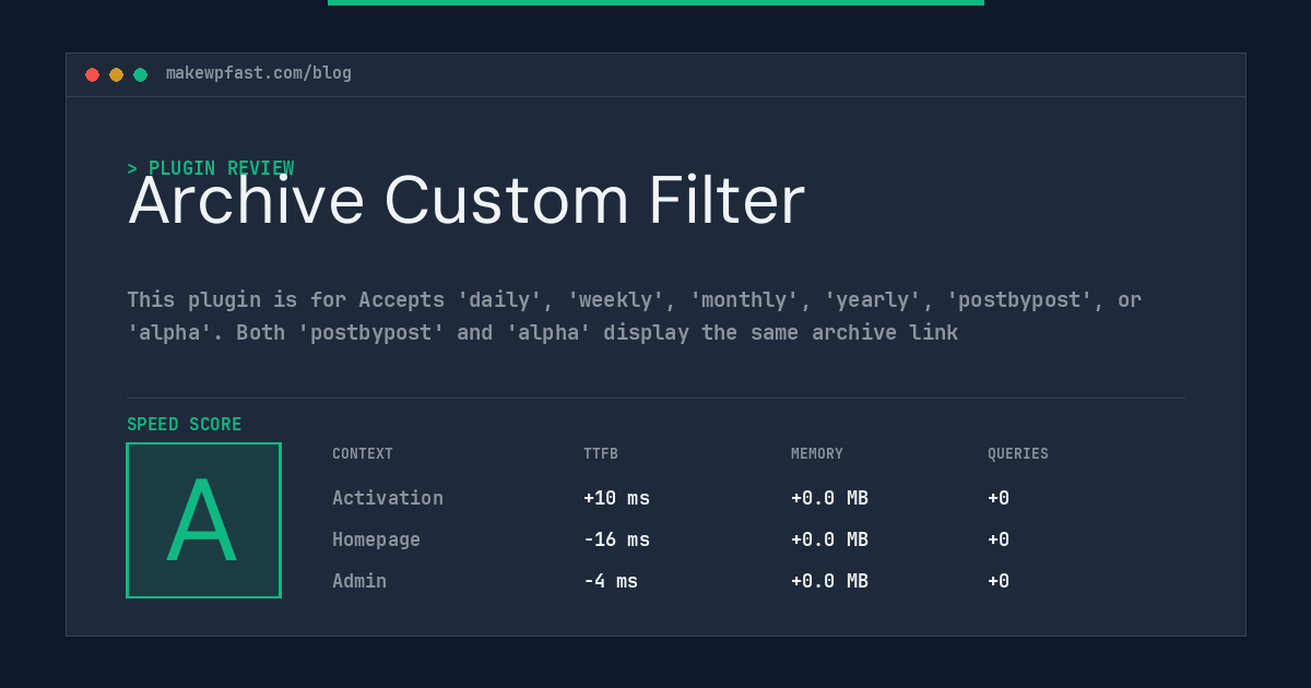 Archive Custom Filter - MakeWPFast