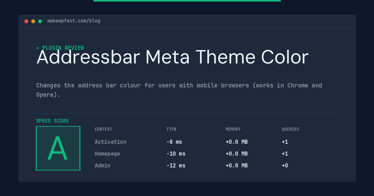 Addressbar Meta Theme Color - MakeWPFast