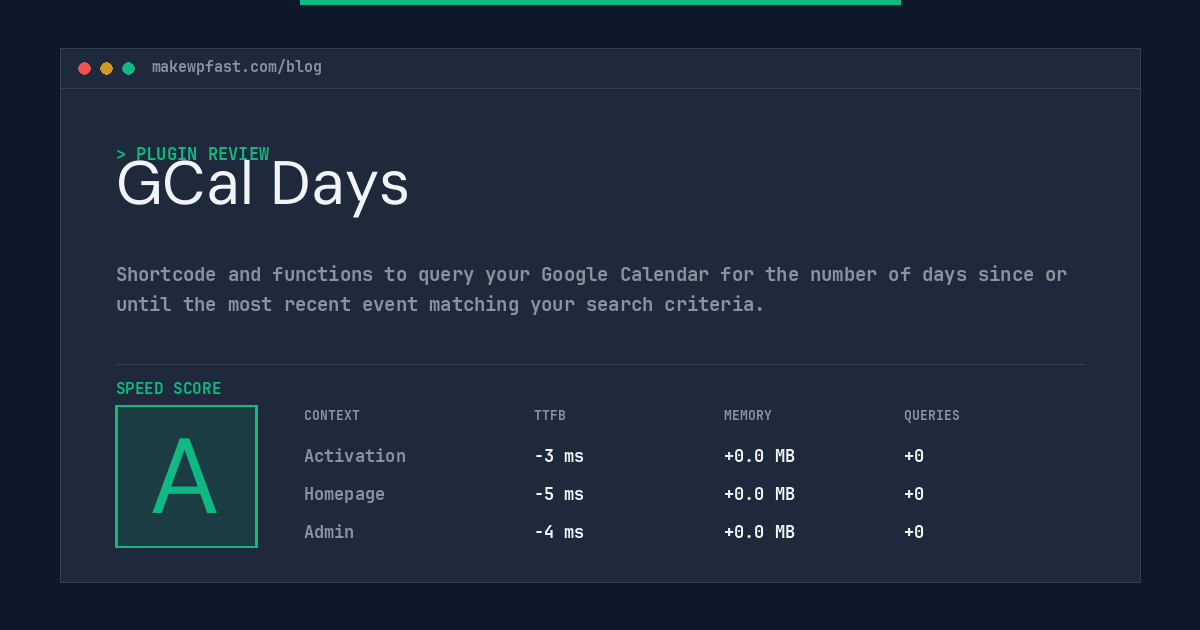 GCal Days - MakeWPFast