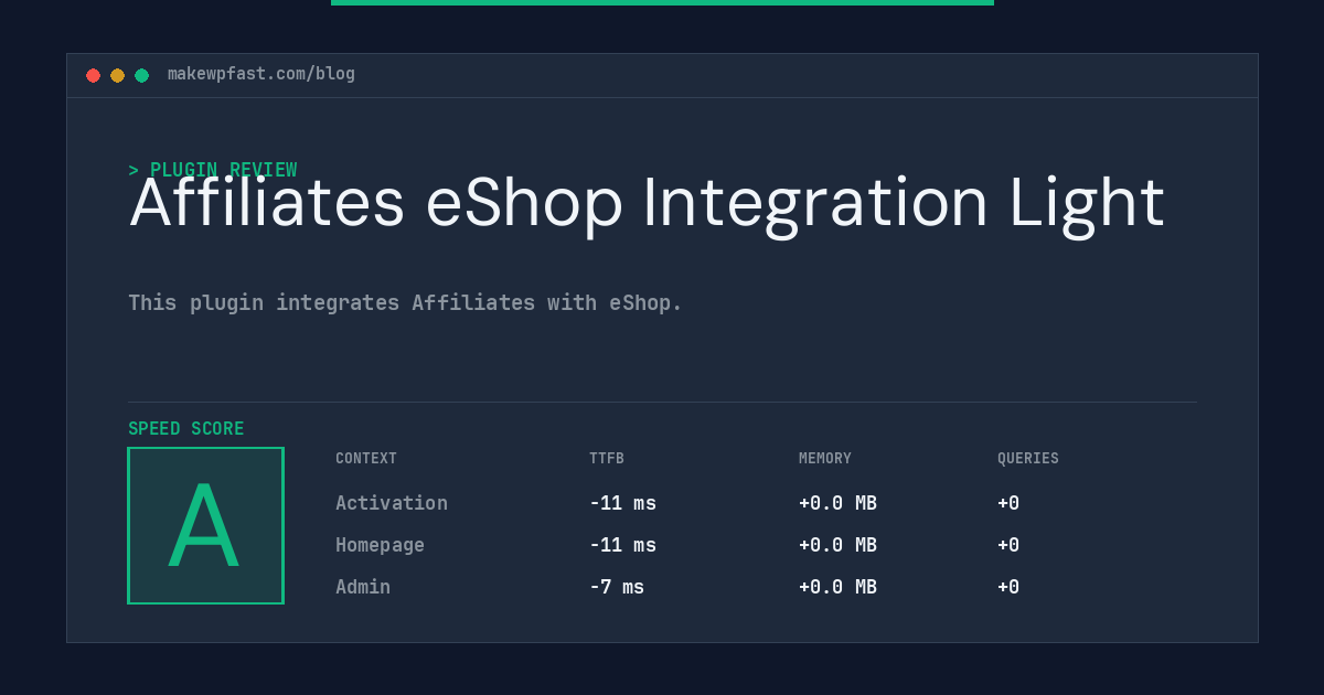 Affiliates eShop Integration Light - MakeWPFast
