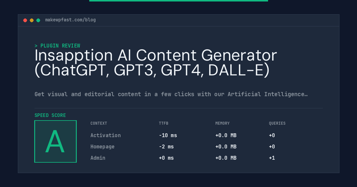 Insapption AI Content Generator (ChatGPT, GPT3, GPT4, DALL-E) - MakeWPFast