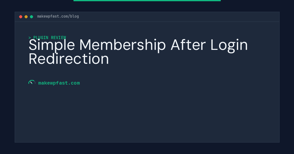 Simple Membership After Login Redirection - MakeWPFast