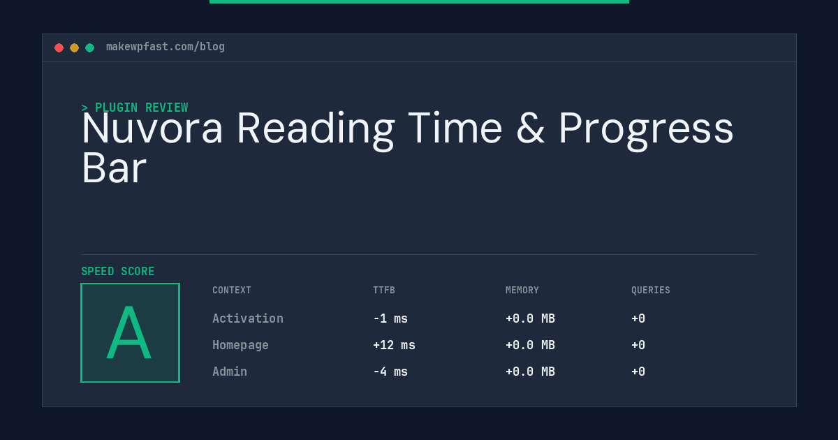 Nuvora Reading Time & Progress Bar - MakeWPFast