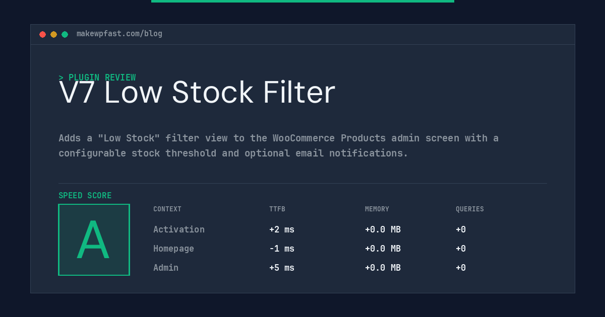 V7 Low Stock Filter - MakeWPFast