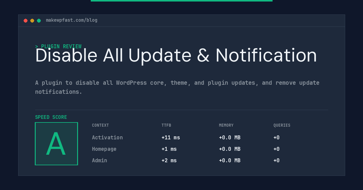 Disable All Update & Notification - MakeWPFast