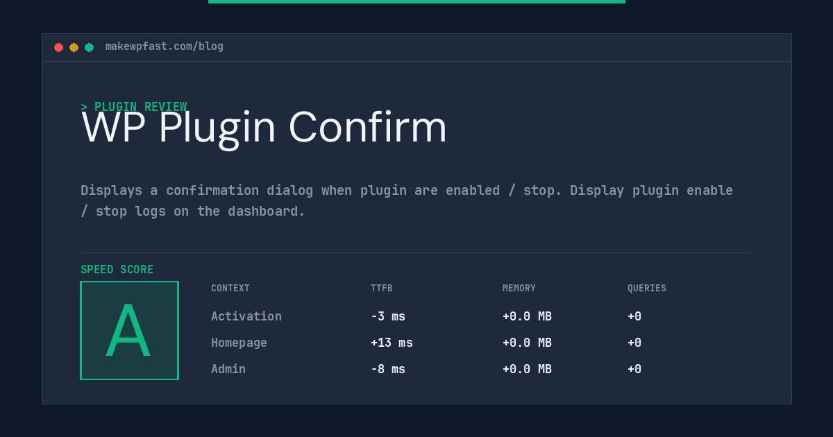 WP Plugin Confirm - MakeWPFast