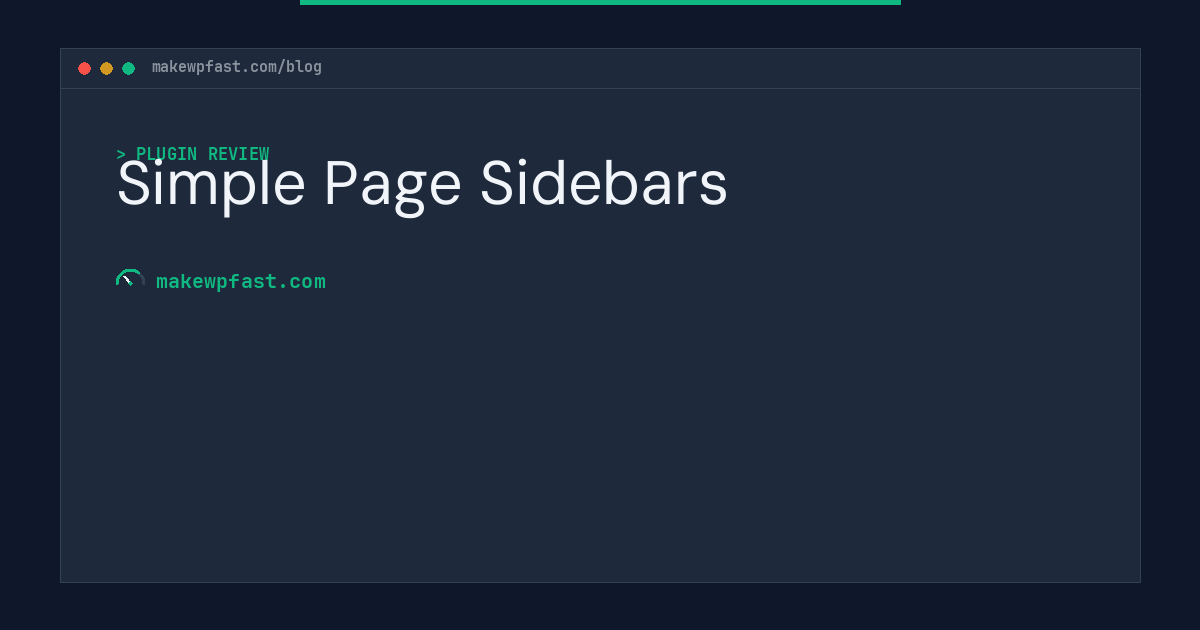 Simple Page Sidebars - MakeWPFast