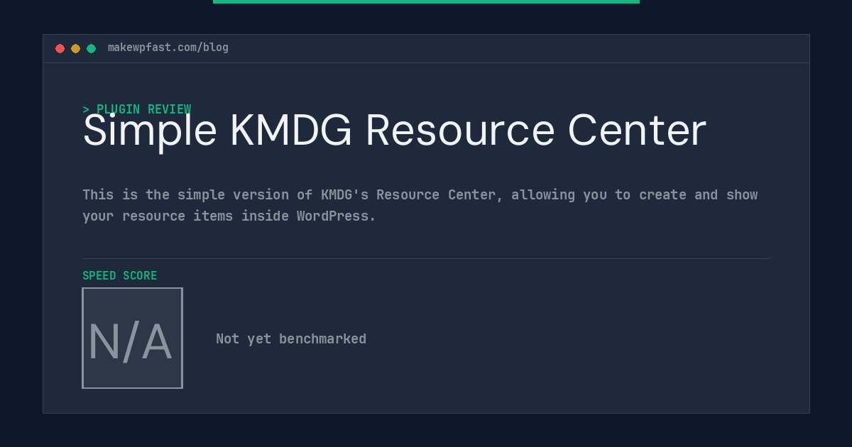 Simple KMDG Resource Center - MakeWPFast
