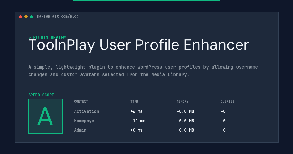 ToolnPlay User Profile Enhancer - MakeWPFast