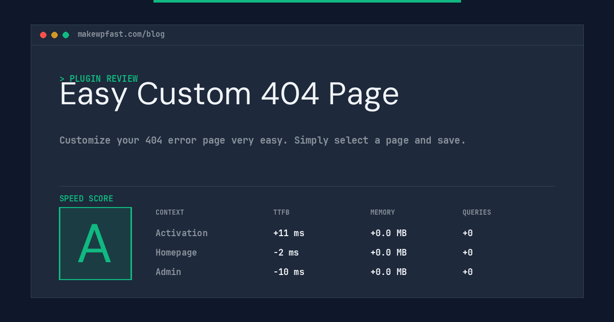 Easy Custom 404 Page - MakeWPFast