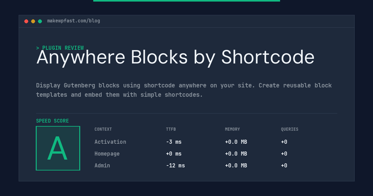 Anywhere Blocks by Shortcode - MakeWPFast