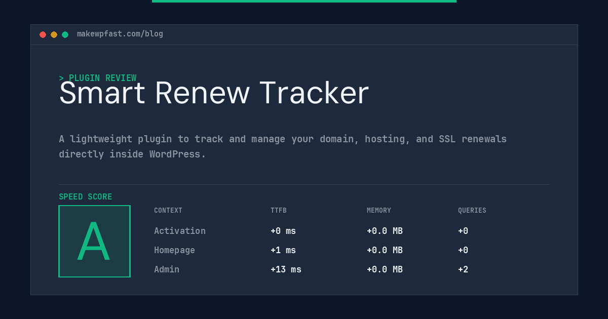 Smart Renew Tracker - MakeWPFast