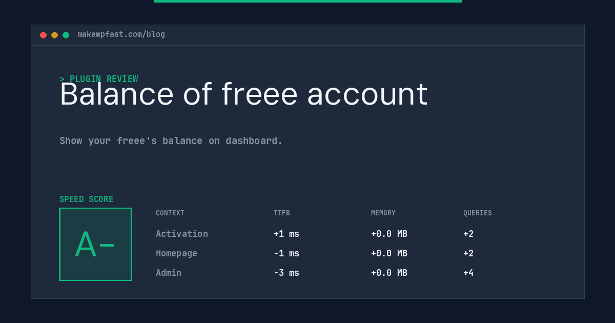 Balance of freee account - MakeWPFast