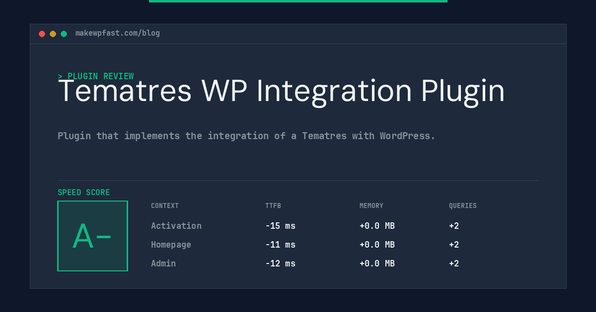 Tematres WP Integration Plugin - MakeWPFast